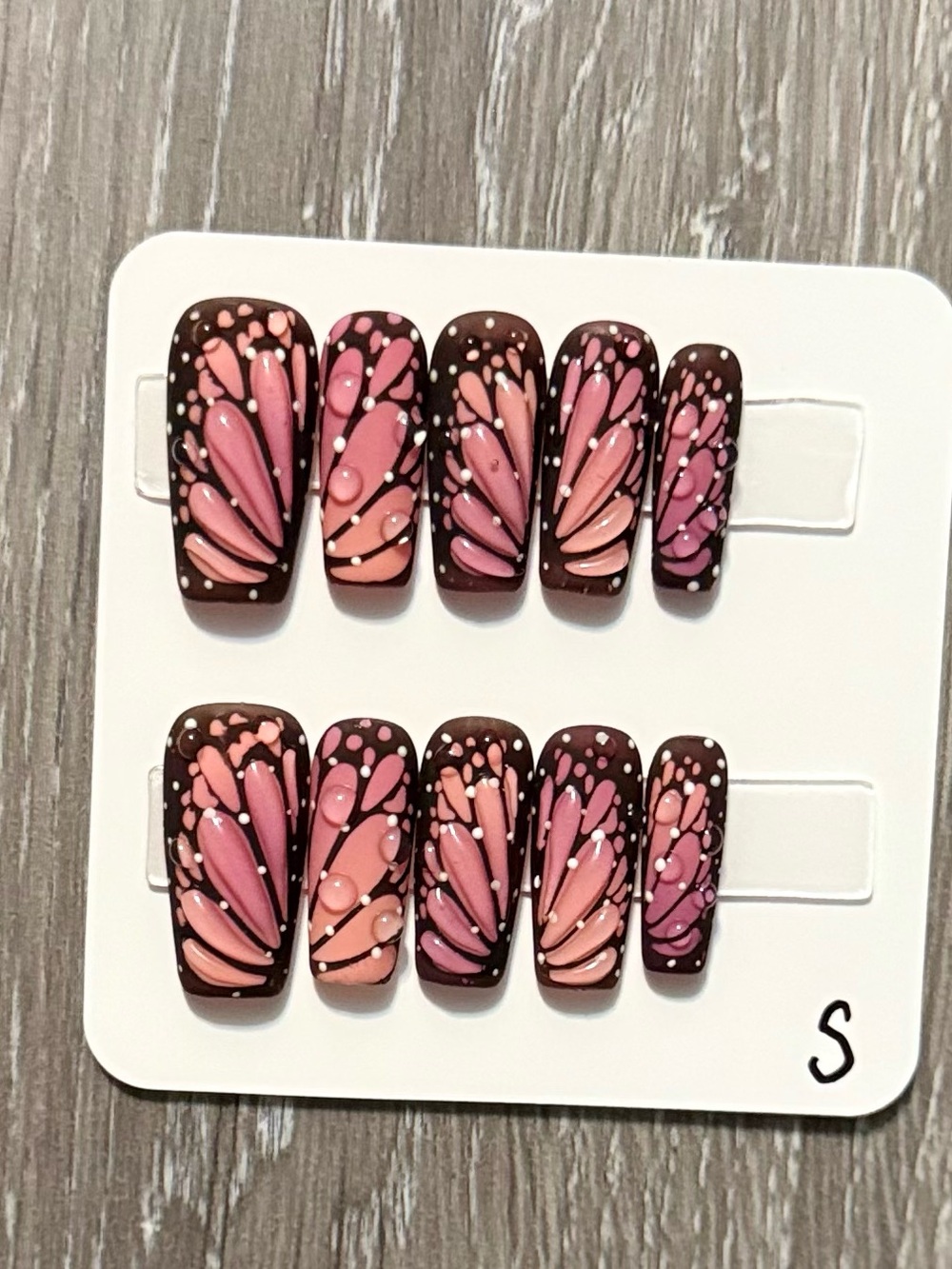 Hand-Painted Pink Butterfly Press-On Nail Set